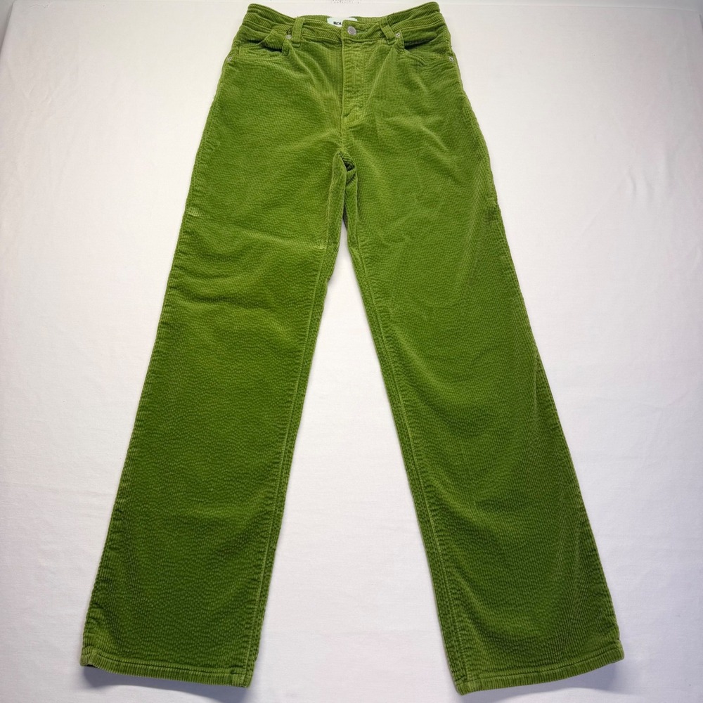 Rolla's Original Straight Corduroy Pants 27 Green High Rise Y2K Retro Jeans